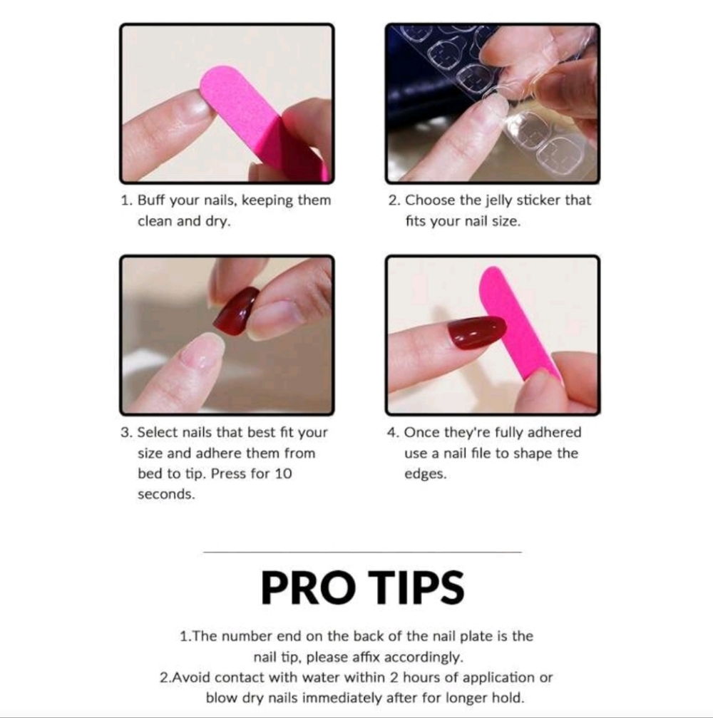 Black and Pink Floral Press-on Nails - Picture 4 of 6